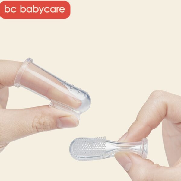 BC Babycare Baby Silicone Finger Toothbrush+Box Infant Oral Massager Teether Food Grade Silicone Nano Silver Soft Cleaner Brush