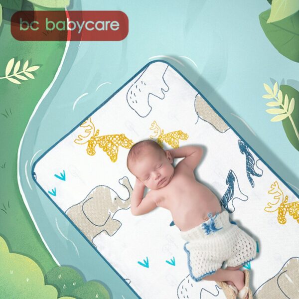 BC Babycare 56*100/65*120cm Multipurpose Baby Sheets Cartoon Soft Breathable Antibacterial Anti-mite Portable Ramie Bed Sofa Mat