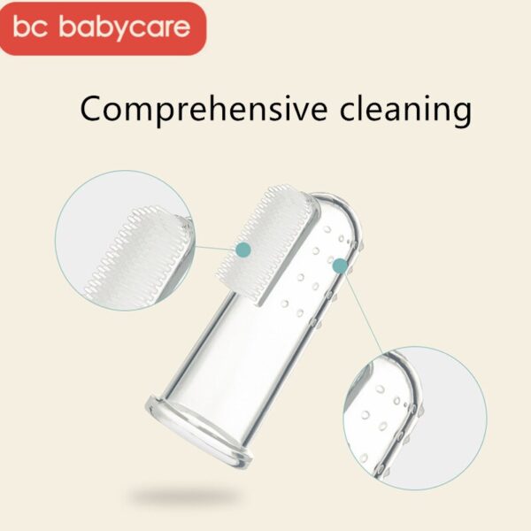 BC Babycare Baby Silicone Finger Toothbrush+Box Infant Oral Massager Teether Food Grade Silicone Nano Silver Soft Cleaner Brush