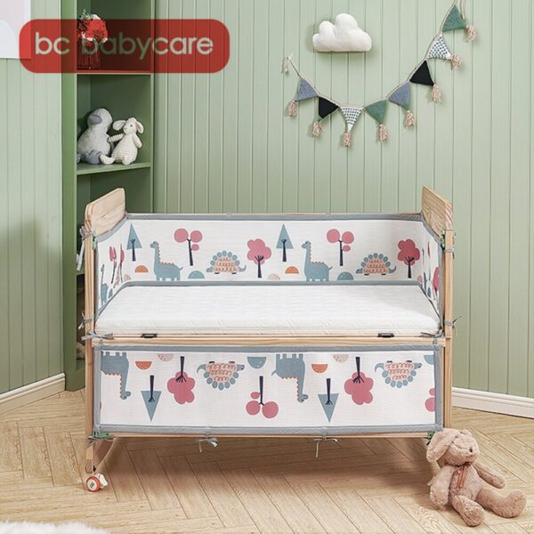 BC Babycare Toddler Bed Bumpers Animals Print Breathable Thicken Mesh Bumper Crib Protector Cot Newborns Bedding Set Room Decor