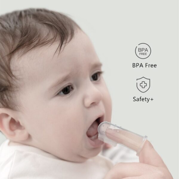 BC Babycare Baby Silicone Finger Toothbrush+Box Infant Oral Massager Teether Food Grade Silicone Nano Silver Soft Cleaner Brush