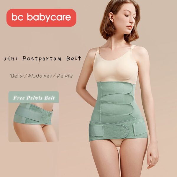 BC Babycare 3in1 Belly/Abdomen/Pelvis Postpartum Belt Gauze/Modal Silk Body Recovery Waist Belly Slimming Trainer Corset Band