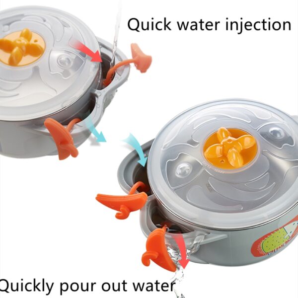 BC Babycare 6pcs Baby Stainless Steel Thermal Food Feeding Bowl Set With Silicone Spoon Fork Toddler Cup Insulated Sucker Plate